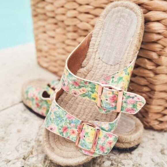 LoveShackFancy x Manebi Nordic Suede Sandals in Rainbow Skies - Picture 3 of 5